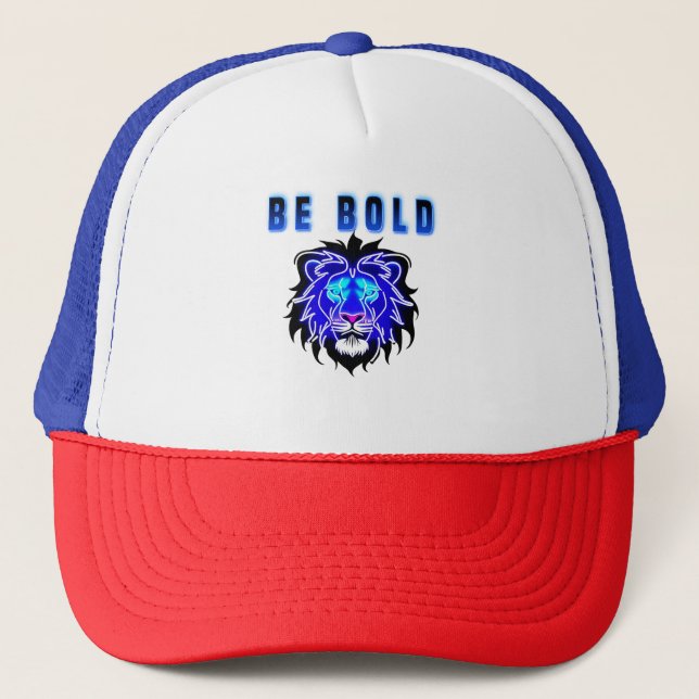 Boné Cabeça de Leão Azul Néon Brilhante (Frente)