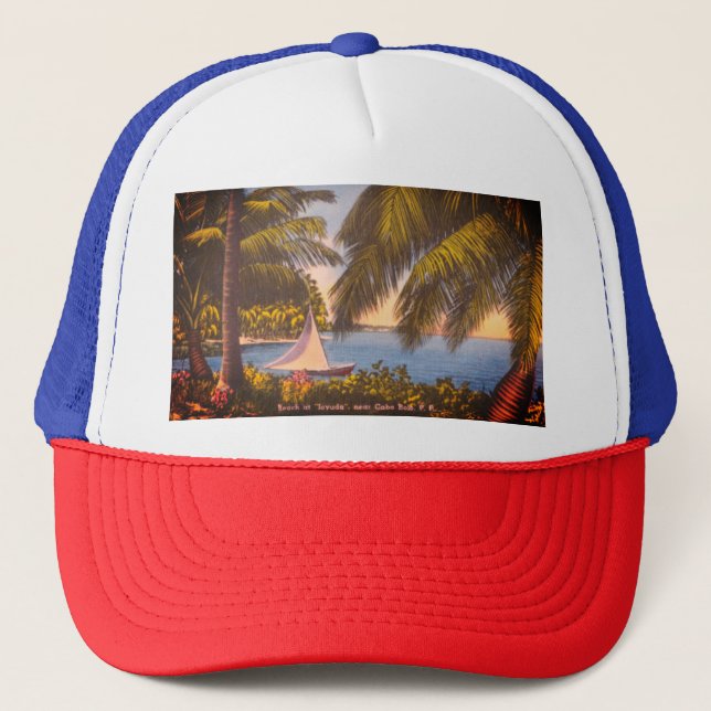 Boné Cabo Rojo, Porto Rico - Praia em Joyuda (Frente)
