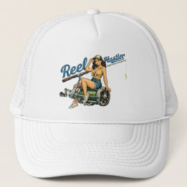 Boné Caçador de Carretel Retrô Pin-Up de Pesca | Peixe 