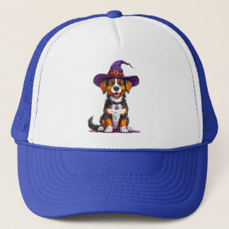 Boné Cachorro Alegre Usando um Chapéu de Bruxa