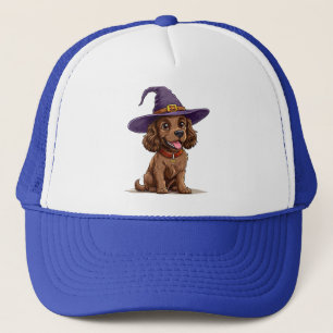 Boné Cachorro Alegre Usando um Chapéu de Bruxa