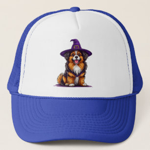 Boné Cachorro Alegre Usando um Chapéu de Bruxa