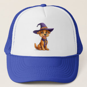 Boné Cachorro Alegre Usando um Chapéu de Bruxa