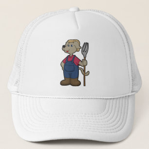 Boné Cachorro como agricultor com Rake & Hat