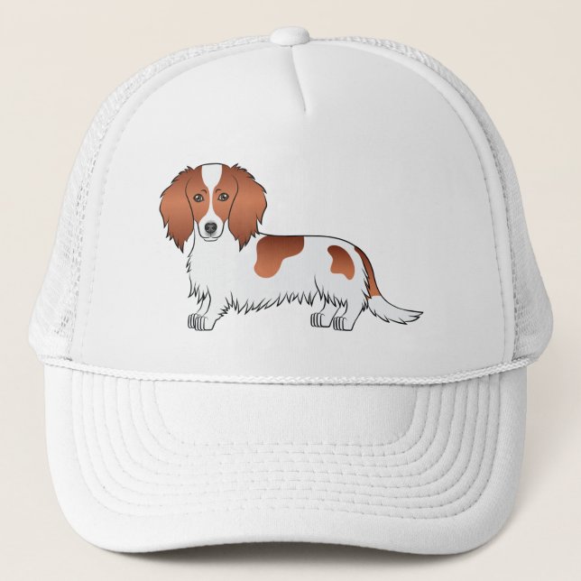 Boné Cachorro de Cartoon de Cabelo Longo Vermelho Pieba (Frente)
