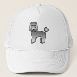 Boné Cachorro de Cartoon de Poodle com cinza