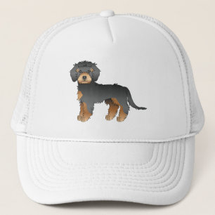 Boné Cachorro de Cartoon Negro E Mini Goldendoodle