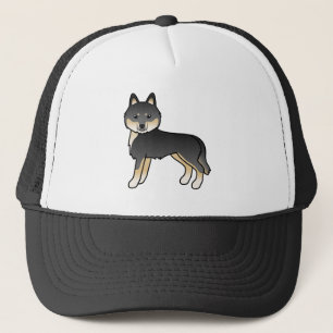 Boné Cachorro de Cartoon Negro E Panorâmico Siberiano