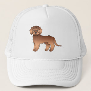 Boné Cachorro de Cartoon Vermelho Mini Goldendoodle