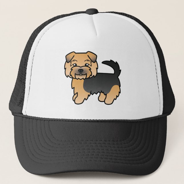Boné Cachorro de desenho animado Norfolk Terrier preto  (Frente)