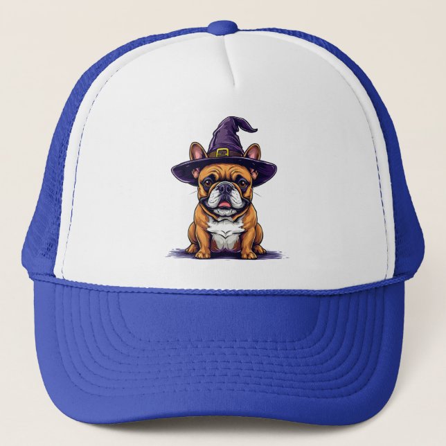 Boné Cachorro de Halloween Usando um Chapéu de Bruxa (Frente)