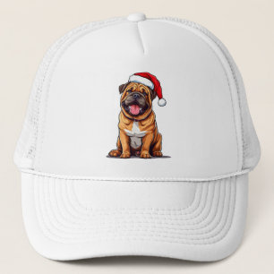 Boné Cachorro de Natal Fofo Usando um Chapéu de Papai N