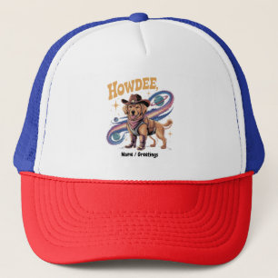 Boné Cachorro Espacial Cowboy Engraçado Retriever Doura