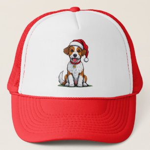 Boné Cachorro Fofo com Chapéu de Papai Noel Sentado e S