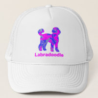 Cachorro Labradoodle Silhouette Quente Rosa & Azul