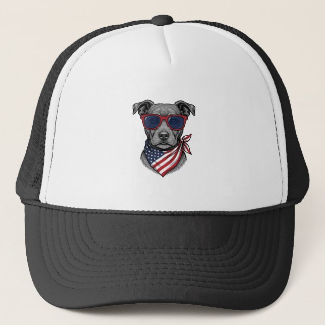 Boné Cachorro Patriótico Com Óculos De Sol Camisa Vinta (Frente)