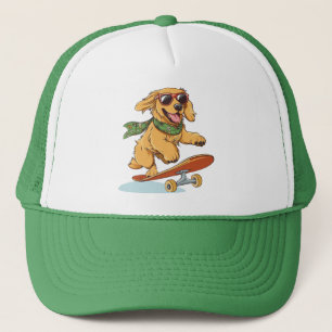 Boné Cachorro Retriever Dourado Andando de Skate