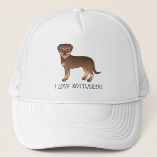 Boné Cachorro Rottweiler Vermelho e Marrom - Eu Amo Rot