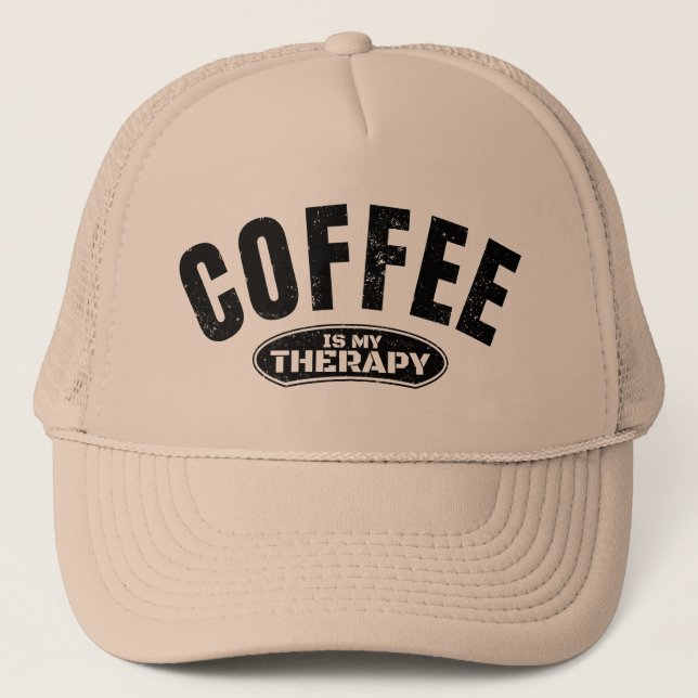 Boné café é minha terapia cafeína tipografia engraçada  (Frente)