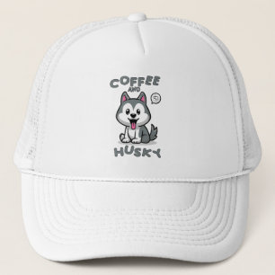 Boné Café E Roucos - Cachorro Siberiano Engraçado