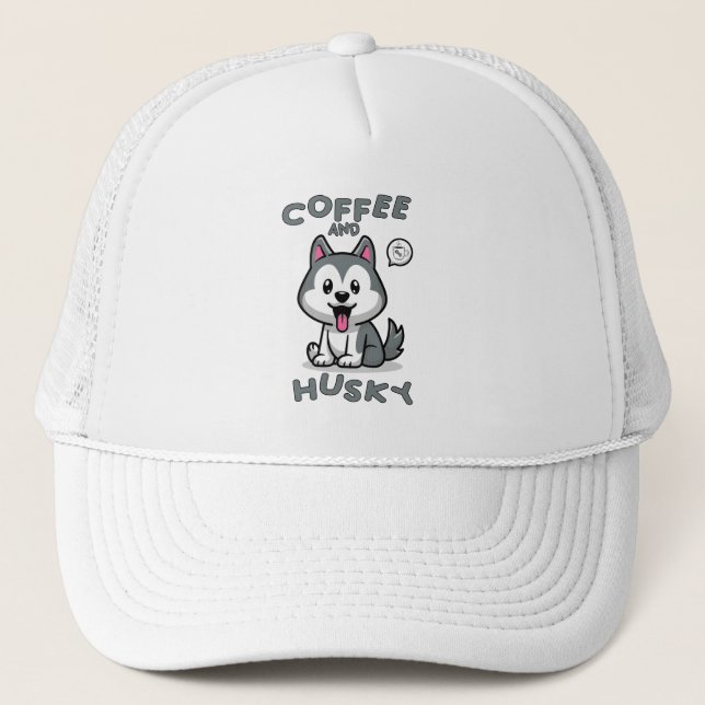 Boné Café E Roucos - Cachorro Siberiano Engraçado (Frente)