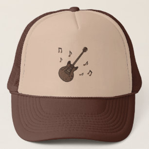 Boné Café-Grãos de Café-Guitarra-Arte com Café-Música-