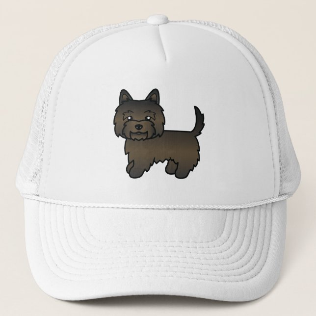 Boné Cairn Terrier Listrado Escuro Cachorro de Desenho  (Frente)