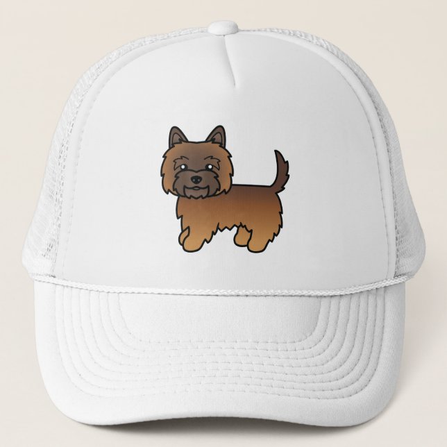 Boné Cairn Terrier Listrado Vermelho Cachorro de Desenh (Frente)