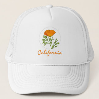 Boné California Poppy em um Círculo, Texto "California"