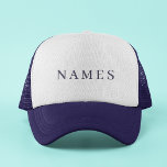 Boné Caminhante Elegante de Nome Personalizado Azul de<br><div class="desc">Simples Marinho Azul Personalizado Adicione Seu Nome Elegante Design para Qualquer Um.</div>