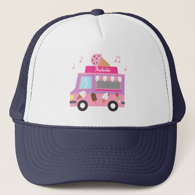 Boné Caminhão de Sorvete Rosa Roxo Doce Para Meninas (Frente)