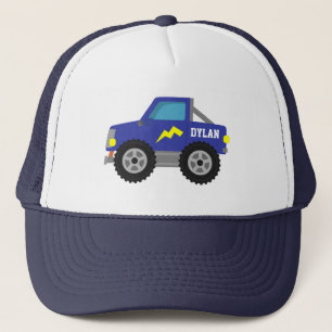 Boné Caminhão Monstro Azul de Corrida, para Meninos