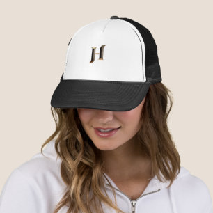Boné Camionista com Monograma "H" - Branco e Preto