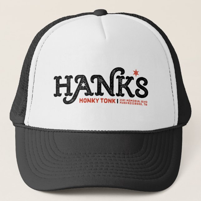 Boné Camionista preto de Tonk do Honky de Hank (Frente)