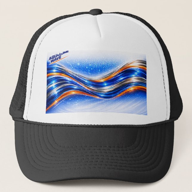 Boné Camisa Aqualume Wave – Fluxo Abstrato Laranja Azul (Frente)