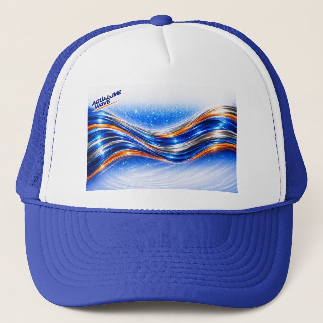 Boné Camisa Aqualume Wave – Fluxo Abstrato Laranja Azul (Frente)