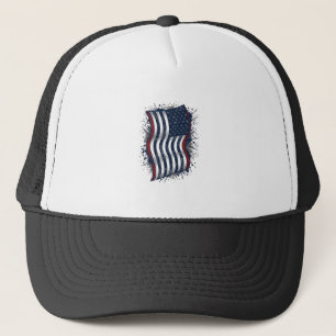 Boné Camisa com Design de Bandeira Patriótica Desgastad