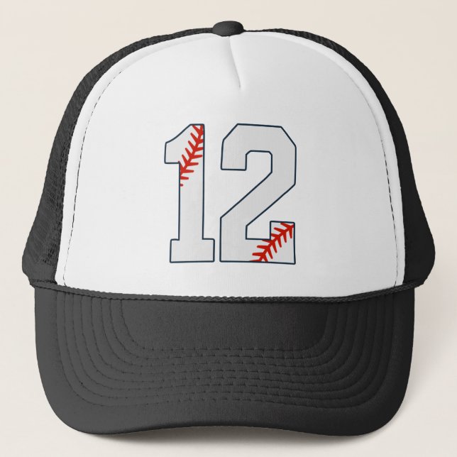 Boné Camisa de Beisebol Número 12 (Frente)
