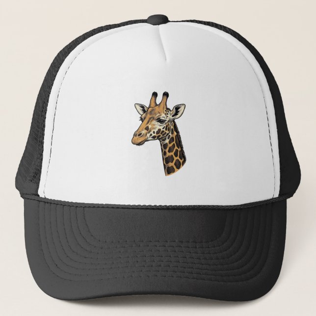 Boné Camisa de desenho de retrato de girafa com gravaçã (Frente)
