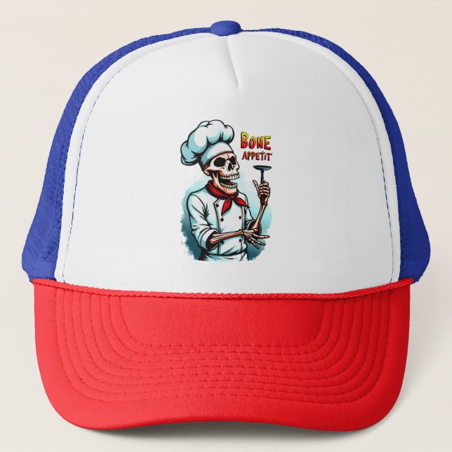 Boné Camisa de Dia das Bruxas de Apetite Óssea - Chef d (Frente)