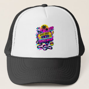 Boné Camisa de Trucker Retro Neon Cyberpunk dos Anos 90