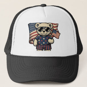 Boné Camisa de urso de pelúcia patriótico com desenho d