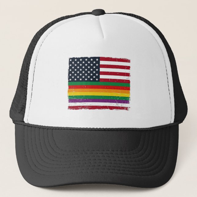 Boné Camisa Vetorial com Desenho da Bandeira do Orgulho (Frente)