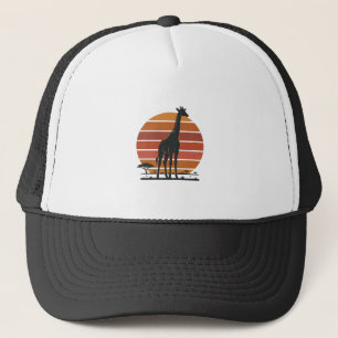 Boné Camisa Vetorial Vintage Giraffe Sunset Safari Desi
