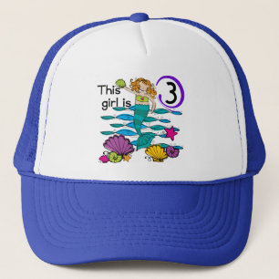 Boné Camisas de aniversário de 3 anos de sereia e prese