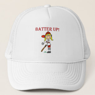 Boné Camisas Vermelhas Texto Batter Up Meninas Softbol 