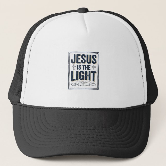 Boné Camiseta Cristã Vintage Jesus é a Luz (Frente)