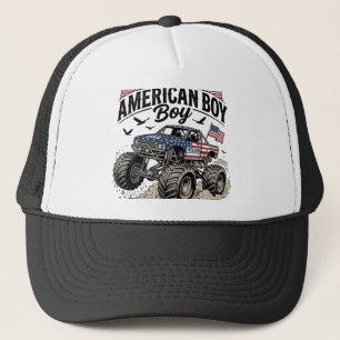 Boné Camiseta de Caminhão Monstro Patriótico Menino Ame
