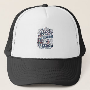 Boné Camiseta Leitor Patriótico Livros Fogos de Artifíc