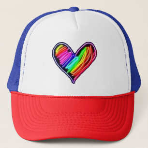 Boné Camiseta Neon Coração Arco-Íris Orgulho Amor LGBQT